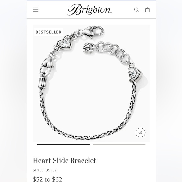 🆕Listing 🆕 Brighton Heart Slide bracelet Crystal hearts Holds charms, beads NWOT - Picture 4 of 8